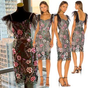 🆕 BRONX & BANCO 🧿 NWOT Melia Floral Embroidered Midi Dress, Sz M / US 6